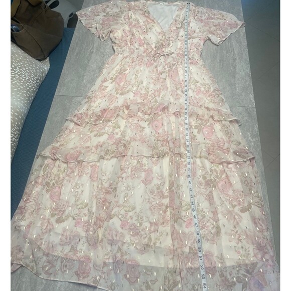 Haver & Blair London 2X  tiered skirt pink floral wedding guest party date night - Picture 3 of 8